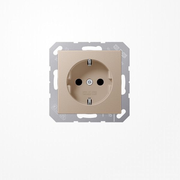 Jung A1520NCH SCHUKO-Steckdose, 16 A 250 V ~, ohne Krallen, Duroplast lackiert, Serie A, champagner