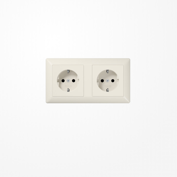 Jung AS1522BF Kabelkanal-SCHUKO-Steckdose, 2fach, 16 A 250 V ~, ohne Krallen, Thermoplast, Serie AS, weiß