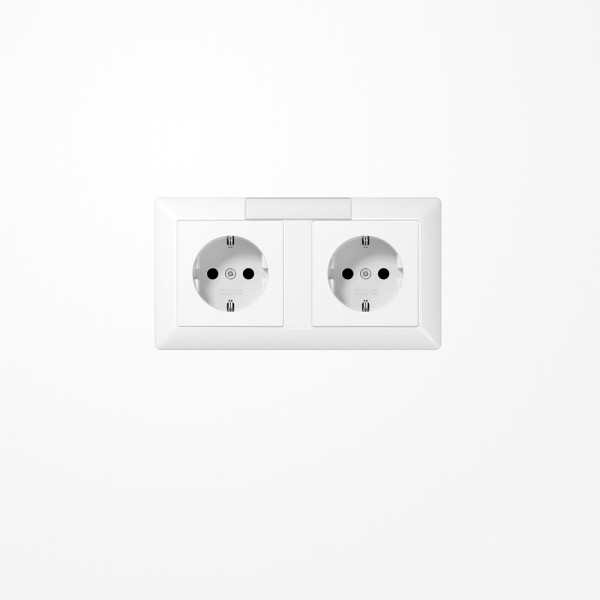 Jung AS1522NAWW Kabelkanal-SCHUKO-Steckdose, 2fach, 16 A 250 V ~, mit Schriftfeld, Duroplast, Serie AS, alpinweiß