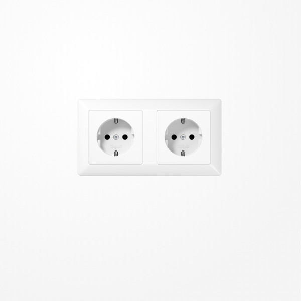 Jung AS1522WW Kabelkanal-SCHUKO-Steckdose, 2fach, 16 A 250 V ~, Duroplast, Serie AS, alpinweiß