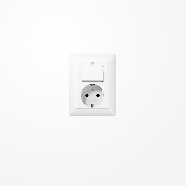 Jung AS5576EUWW SCHUKO-Steckdose 16 A 250 V ~ mit Schalter Universal Aus-Wechsel 10 AX 250 V ~, Duroplast, Serie AS, alpinweiß