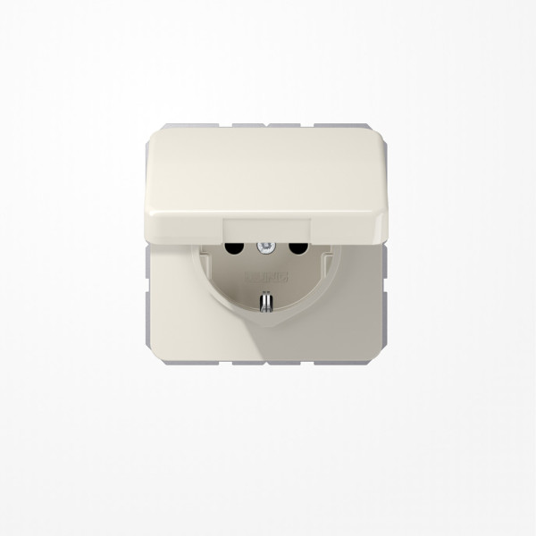 Jung CD1520BFKIKL SCHUKO-Steckdose, 16 A 250 V ~, SAFETY+, Klappdeckel, Thermoplast, Serie CD, weiß