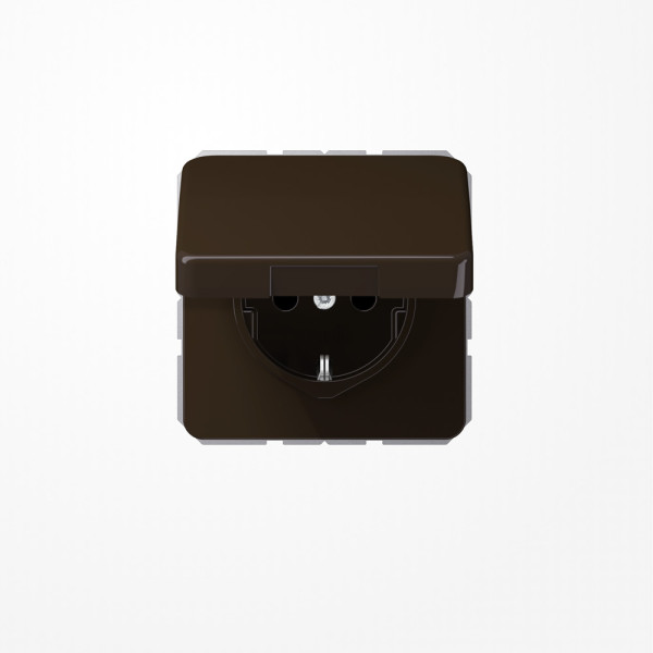 Jung CD1520BFKLBR SCHUKO-Steckdose, 16 A 250 V ~, Klappdeckel, Thermoplast, Serie CD, braun