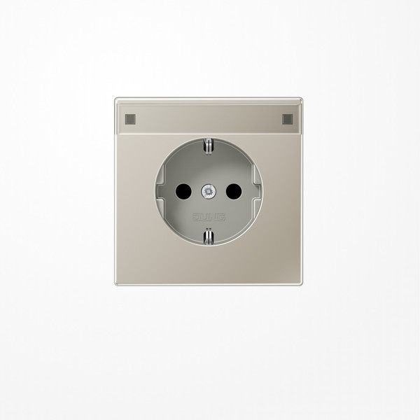 Jung ES1520NA SCHUKO-Steckdose, 16 A 250 V ~, mit Schriftfeld, Serie LS, Edelstahl