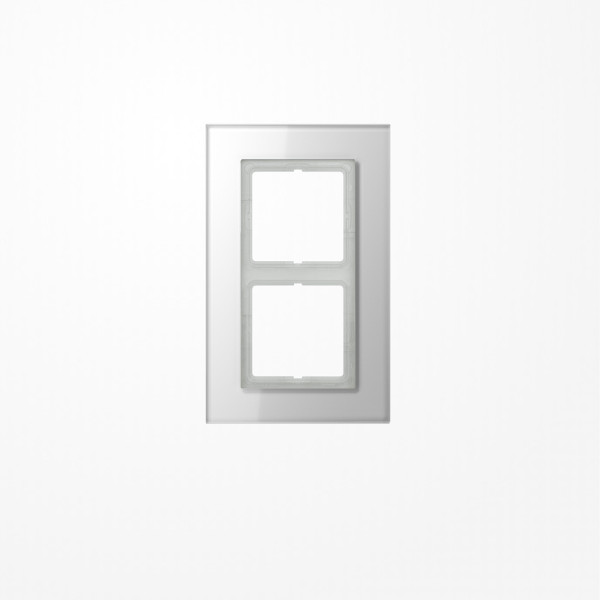 Jung LSP982GLWW Glasrahmen 2fach, senkrechte und waagerechte Montage, Glas, LS PLUS, alpinweiß (Glas)