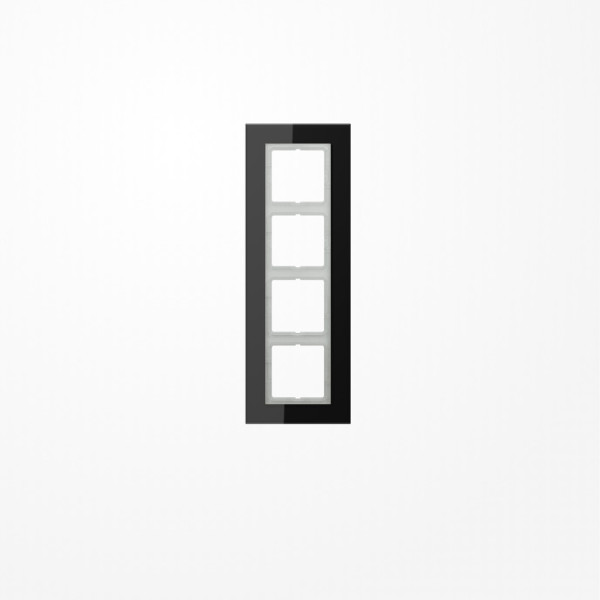 Jung LSP984GLSW Glasrahmen 4fach, senkrechte und waagerechte Montage, Glas, LS PLUS, schwarz (Glas)