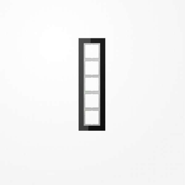 Jung LSP985GLSW Glasrahmen 5fach, senkrechte und waagerechte Montage, Glas, LS PLUS, schwarz (Glas)