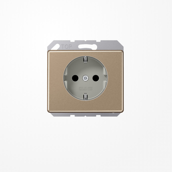 Jung SL520KIGB SCHUKO-Steckdose, 16 A 250 V ~, SAFETY+, mit nicht geerdetem Tragring, Aluminium lackiert, Serie SL, gold-bronze