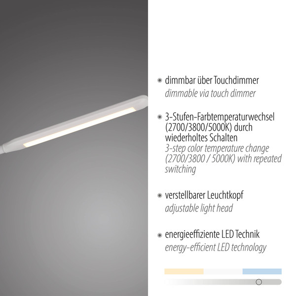 JUST LIGHT ELLY LED Stehleuchte CCT Dimmbar 6W weiss 11031-16