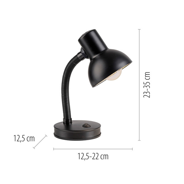 JUST LIGHT FLEXI Tischleuchte E27 max.25W schwarz 11080-18