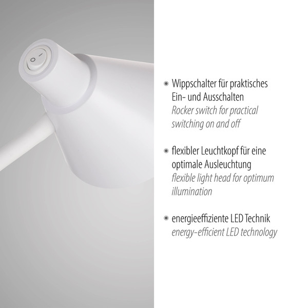 JUST LIGHT PIXIE LED Tischleuchte Warmweiss 4,5W weiss 11248-16
