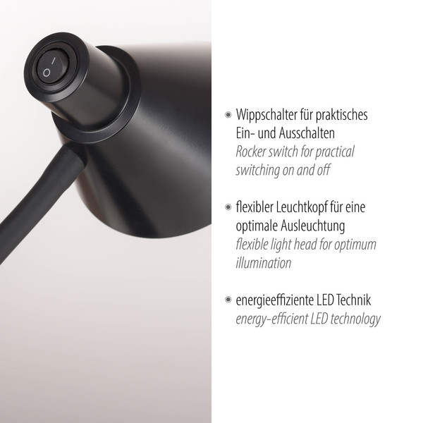 JUST LIGHT PIXIE LED Tischleuchte Warmweiss 4,5W schwarz 11248-18