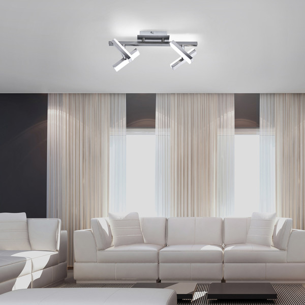 JUST LIGHT RICO LED Deckenleuchte Warmweiss 8W 4-fach stahl 11277-55