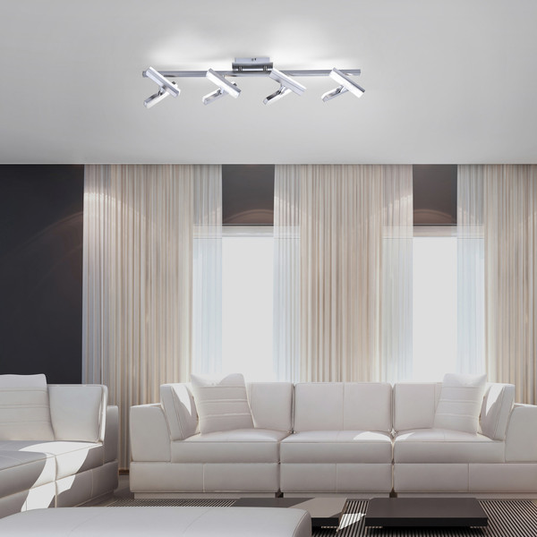 JUST LIGHT RICO LED Deckenleuchte Warmweiss 16W 8-fach stahl 11278-55