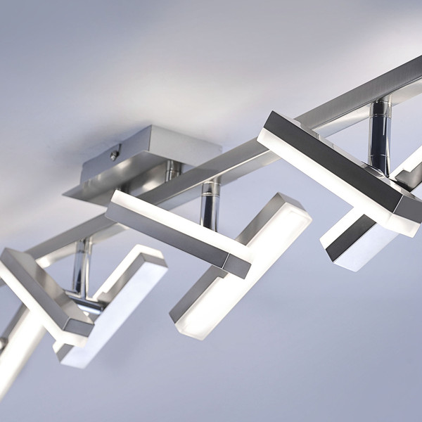 JUST LIGHT RICO LED Deckenleuchte Warmweiss 16W 8-fach stahl 11278-55