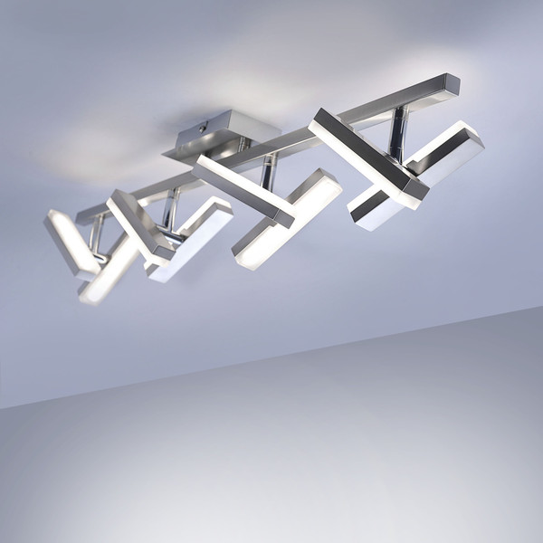JUST LIGHT RICO LED Deckenleuchte Warmweiss 16W 8-fach stahl 11278-55
