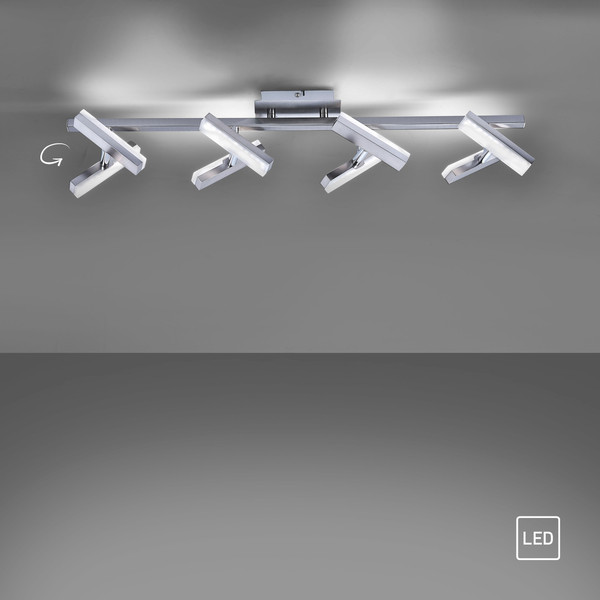 JUST LIGHT RICO LED Deckenleuchte Warmweiss 16W 8-fach stahl 11278-55