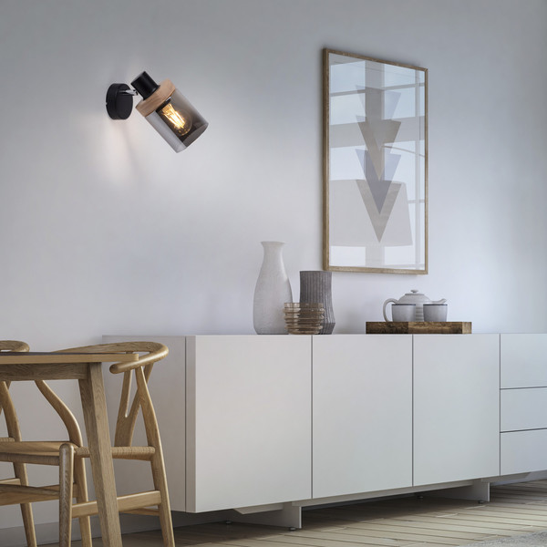 JUST LIGHT PASQUAL Wand- und Deckenleuchte E27 max.40W schwarz 11311-18