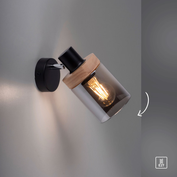 JUST LIGHT PASQUAL Wand- und Deckenleuchte E27 max.40W schwarz 11311-18