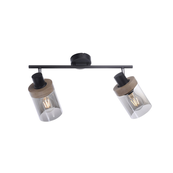 JUST LIGHT PASQUAL Wand- und Deckenleuchte E27 max.80W 2-fach schwarz 11312-18