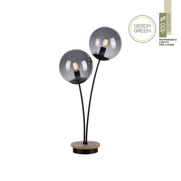 JUST LIGHT GERDA WIDOW Tischleuchte E14 max.50W 2-fach Holz-natur 11390-79