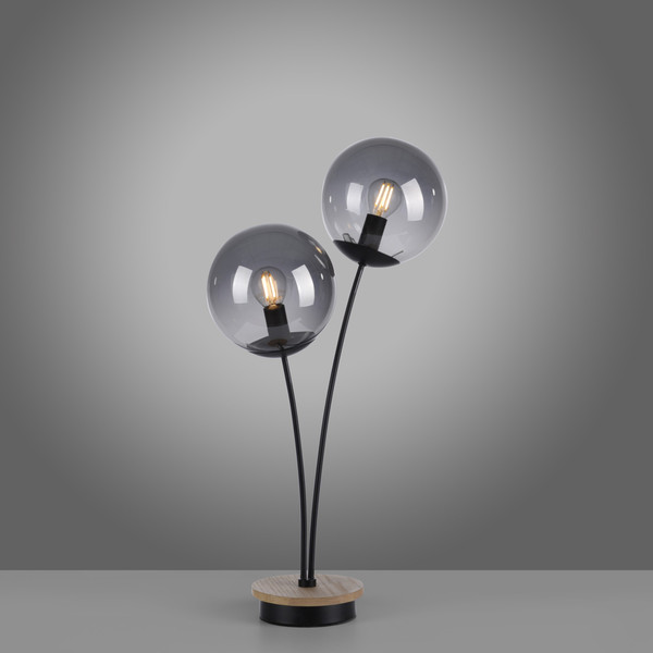 JUST LIGHT GERDA WIDOW Tischleuchte E14 max.50W 2-fach Holz-natur 11390-79