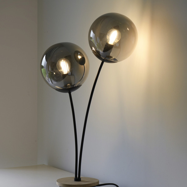 JUST LIGHT GERDA WIDOW Tischleuchte E14 max.50W 2-fach Holz-natur 11390-79