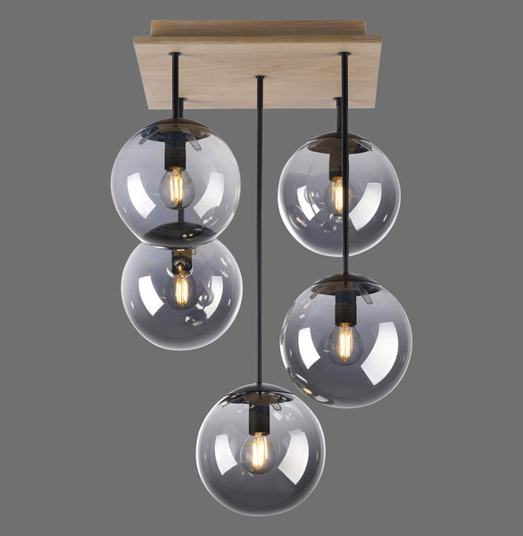JUST LIGHT GERDA WIDOW Deckenleuchte E14 max.125W 5-fach Holz-natur 11395-79