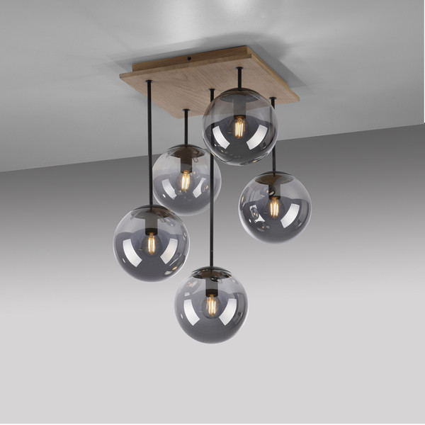 JUST LIGHT GERDA WIDOW Deckenleuchte E14 max.125W 5-fach Holz-natur 11395-79