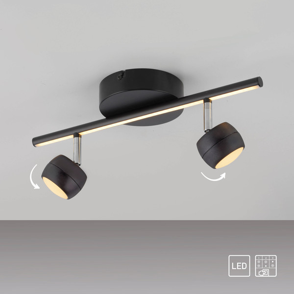 JUST LIGHT JARIK LED Deckenleuchte Warmweiss 7,4W 3-fach schwarz 11401-18