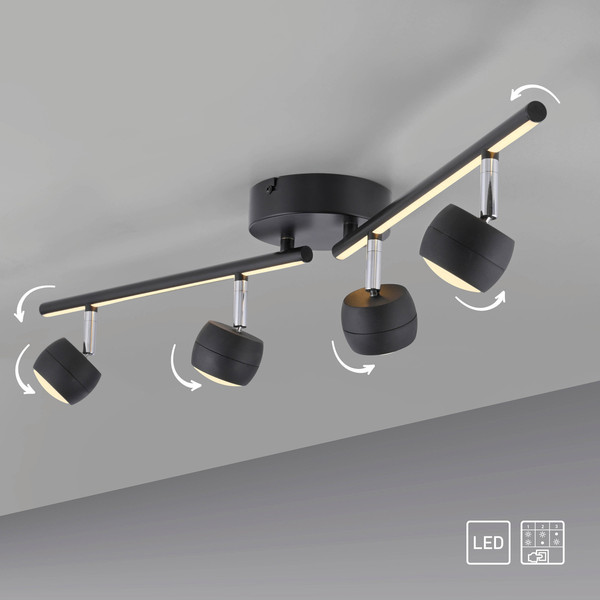 JUST LIGHT JARIK LED Deckenleuchte Warmweiss 10,8W 5-fach schwarz 11402-18