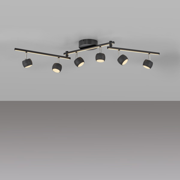 JUST LIGHT JARIK LED Deckenleuchte Warmweiss 16W 7-fach schwarz 11403-18