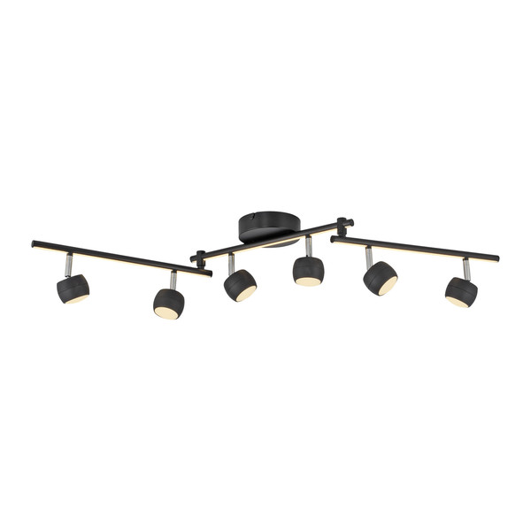JUST LIGHT JARIK LED Deckenleuchte Warmweiss 16W 7-fach schwarz 11403-18