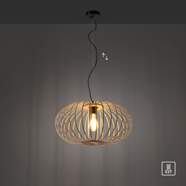 JUST LIGHT RACOON Pendelleuchte E27 max. 40W Holz-natur 11409-79