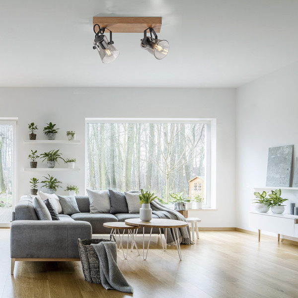 JUST LIGHT GERDA LANGSTRÖM Deckenleuchte E14 max. 20W 2-fach Holz-natur 11448-79