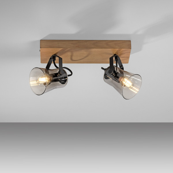 JUST LIGHT GERDA LANGSTRÖM Deckenleuchte E14 max. 20W 2-fach Holz-natur 11448-79