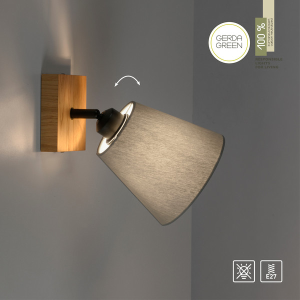 JUST LIGHT GERDA MICHEL Wand- und Deckenleuchte E27 max. 40W Holz-natur 11581-79