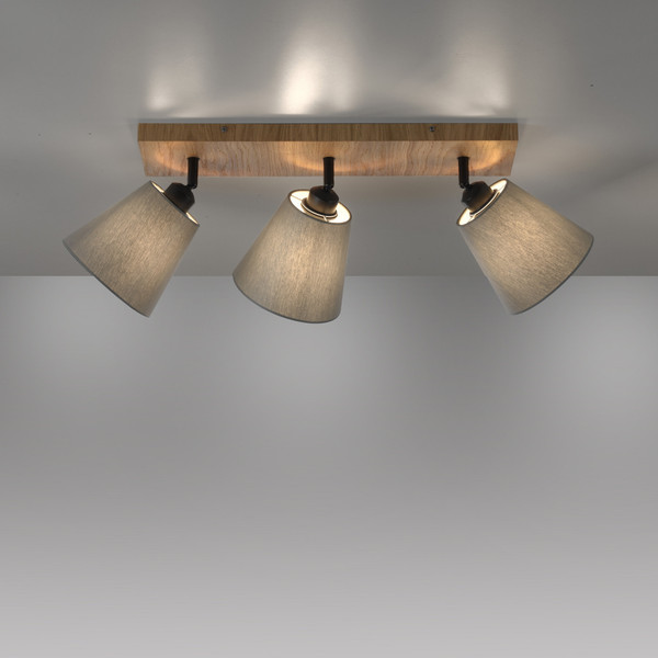 JUST LIGHT GERDA MICHEL Deckenleuchte E27 max. 40W 3-fach Holz-natur 11582-79