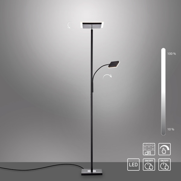 JUST LIGHT HANS LED Stehleuchte Warmweiss Dimmbar 25,5W 2-fach schwarz 11710-18