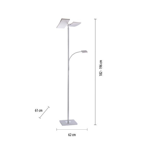 JUST LIGHT RUBEN LED Stehleuchte Warmweiss Dimmbar 5W 2-fach stahl 11725-55