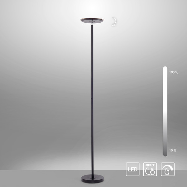 JUST LIGHT HANS LED Stehleuchte Warmweiss Dimmbar 22W schwarz 11729-18