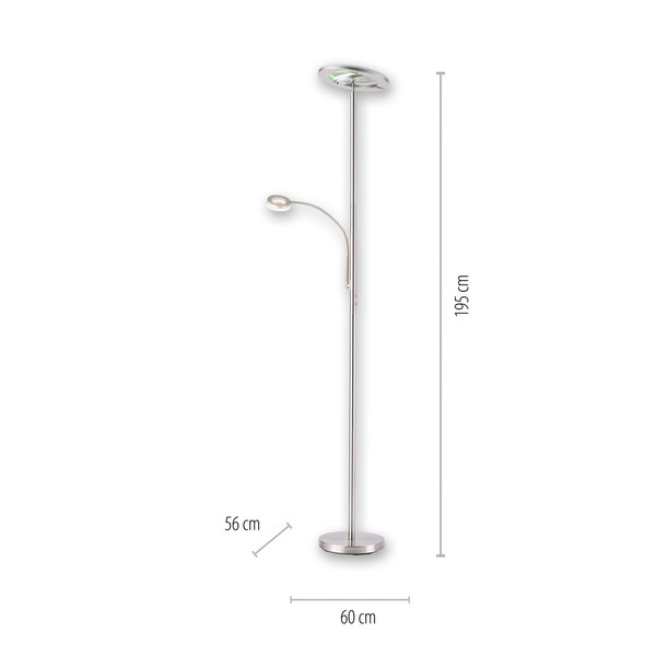 JUST LIGHT LOLAsmart-ROCCO LED Stehleuchte CCT Dimmbar 25,5W 2-fach stahl 11858-55