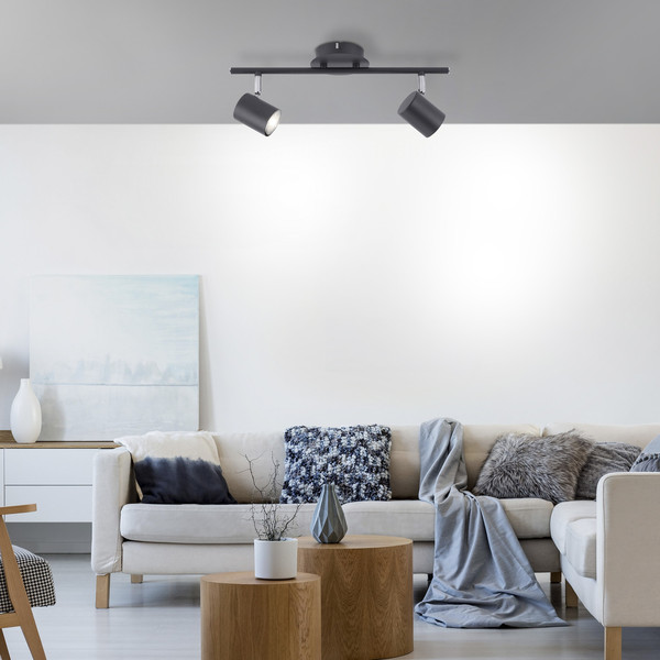 JUST LIGHT TARIK Deckenleuchte GU10 Warmweiss max.10W 2-fach anthrazit 11942-13