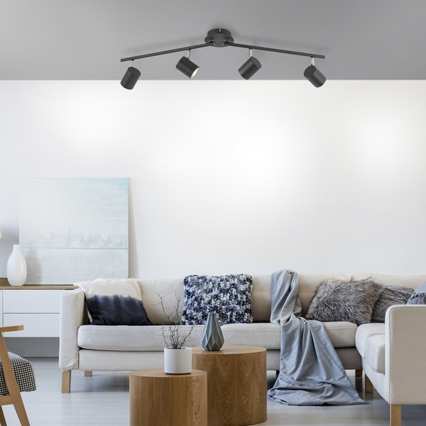 JUST LIGHT TARIK Deckenleuchte GU10 Warmweiss max.18W 4-fach anthrazit 11944-13
