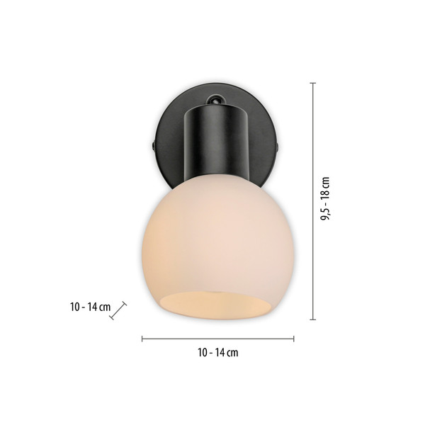 JUST LIGHT LOKI Wand- und Deckenleuchte E14 Warmweiss max.5W schwarz 12150-18
