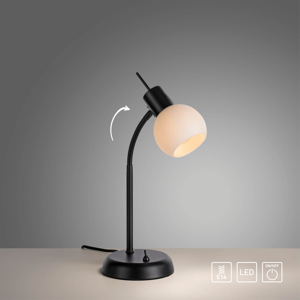 JUST LIGHT LOKI Tischleuchte E14 Warmweiss max.5W schwarz 12156-18