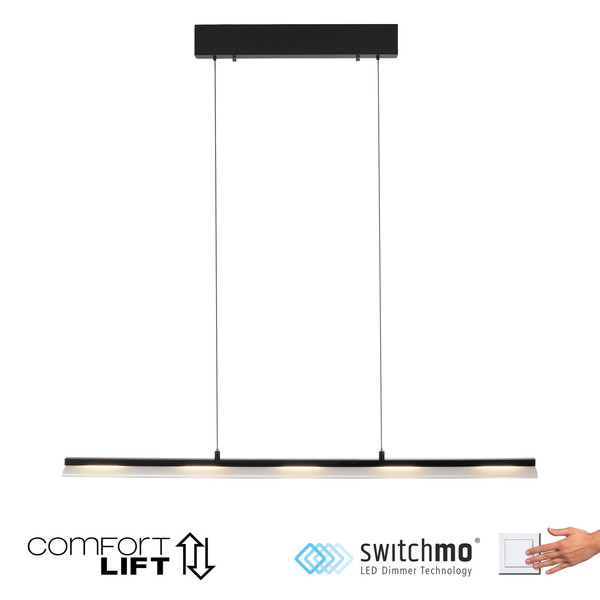 JUST LIGHT NELE LED Pendelleuchte Warmweiss Dimmbar 21W schwarz 12288-18