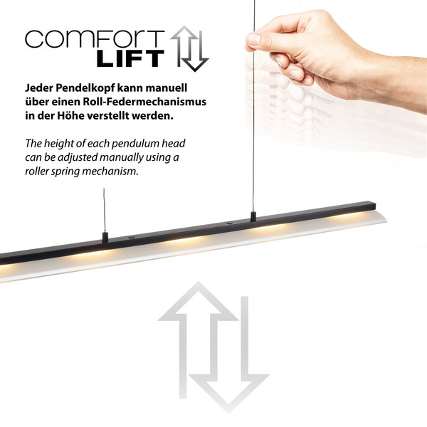 JUST LIGHT NELE LED Pendelleuchte Warmweiss Dimmbar 21W schwarz 12288-18