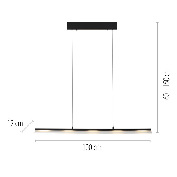 JUST LIGHT NELE LED Pendelleuchte Warmweiss Dimmbar 21W schwarz 12288-18