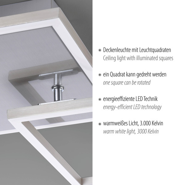JUST LIGHT IVEN LED Deckenleuchte Warmweiss 21W 3-fach stahl 14003-55